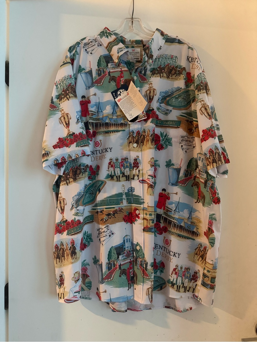 NWT Reyn Spooner X Kentucky Derby Medium Mens Button Down Horse Print 3XL
